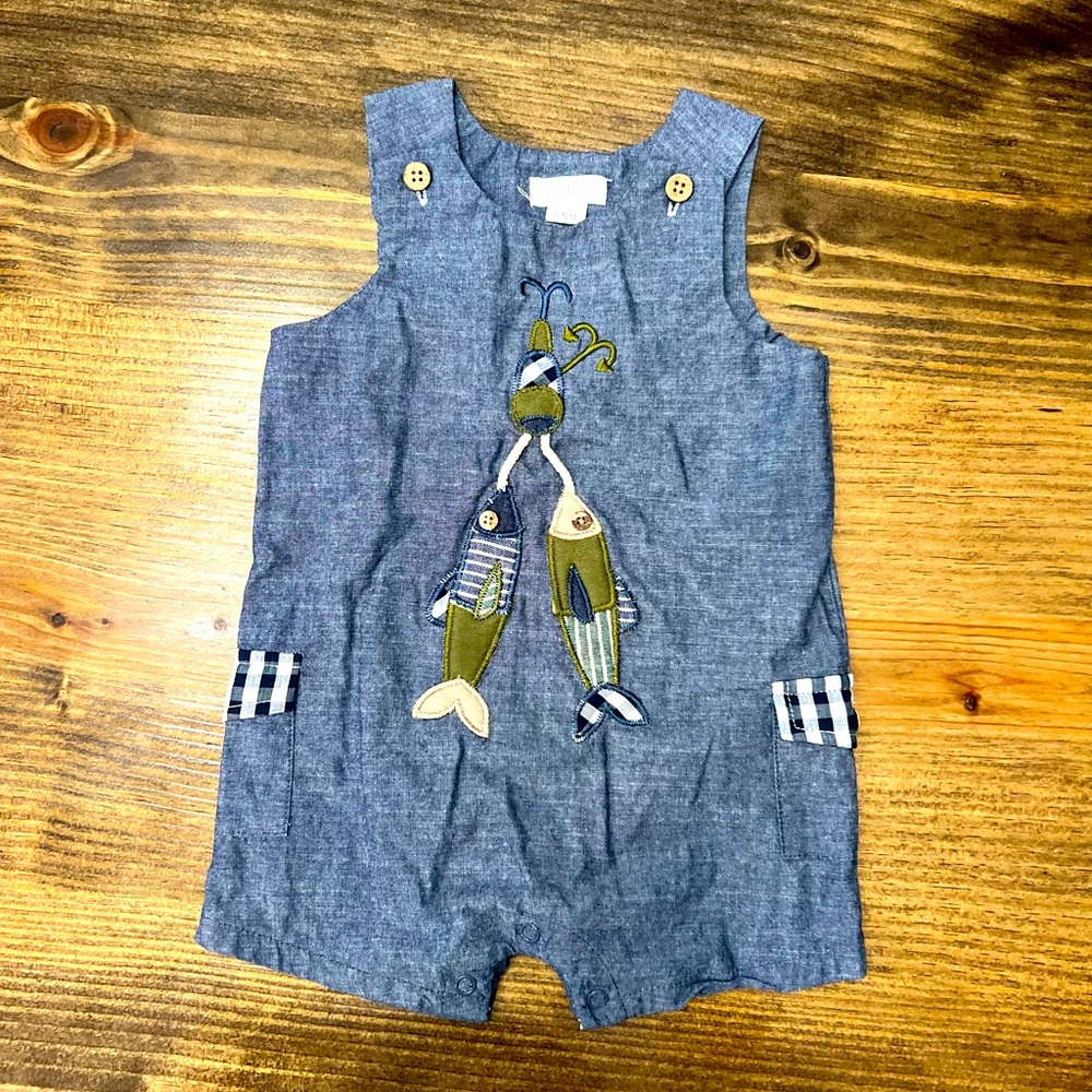 Mud Pie Baby Boy Fishing Romper
